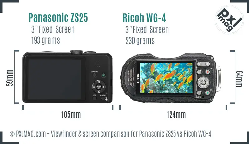 Panasonic ZS25 vs Ricoh WG-4 Screen and Viewfinder comparison Panasonic ZS25 vs Ricoh WG-4 Screen and Viewfinder comparison
