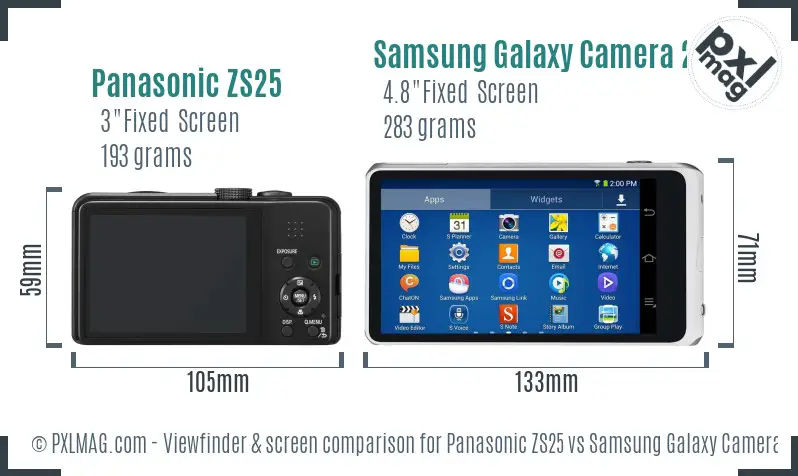 Panasonic ZS25 vs Samsung Galaxy Camera 2 Screen and Viewfinder comparison Panasonic ZS25 vs Samsung Galaxy Camera 2 Screen and Viewfinder comparison