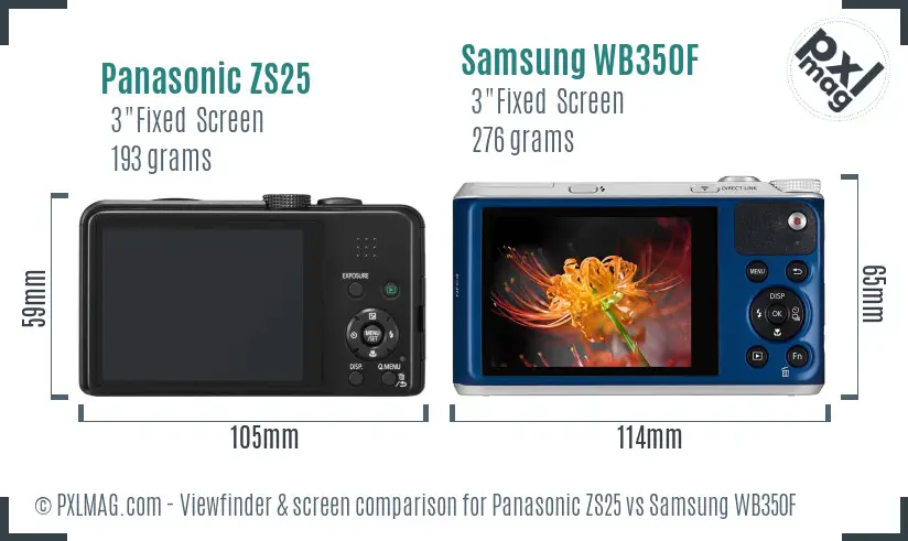 Panasonic ZS25 vs Samsung WB350F Screen and Viewfinder comparison Panasonic ZS25 vs Samsung WB350F Screen and Viewfinder comparison