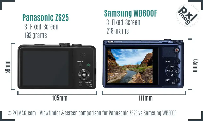 Panasonic ZS25 vs Samsung WB800F Screen and Viewfinder comparison Panasonic ZS25 vs Samsung WB800F Screen and Viewfinder comparison