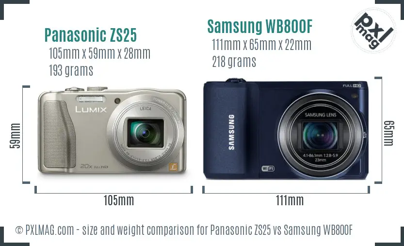 Panasonic ZS25 vs Samsung WB800F size comparison Panasonic ZS25 vs Samsung WB800F size comparison