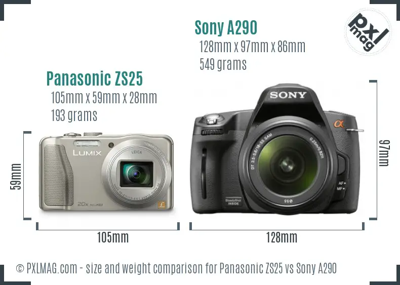Panasonic ZS25 vs Sony A290 size comparison Panasonic ZS25 vs Sony A290 size comparison