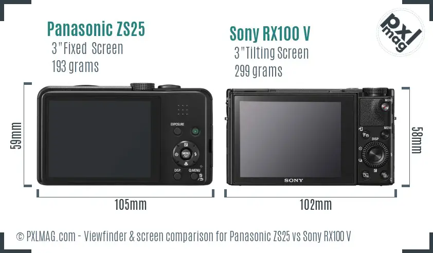 Panasonic ZS25 vs Sony RX100 V Screen and Viewfinder comparison Panasonic ZS25 vs Sony RX100 V Screen and Viewfinder comparison