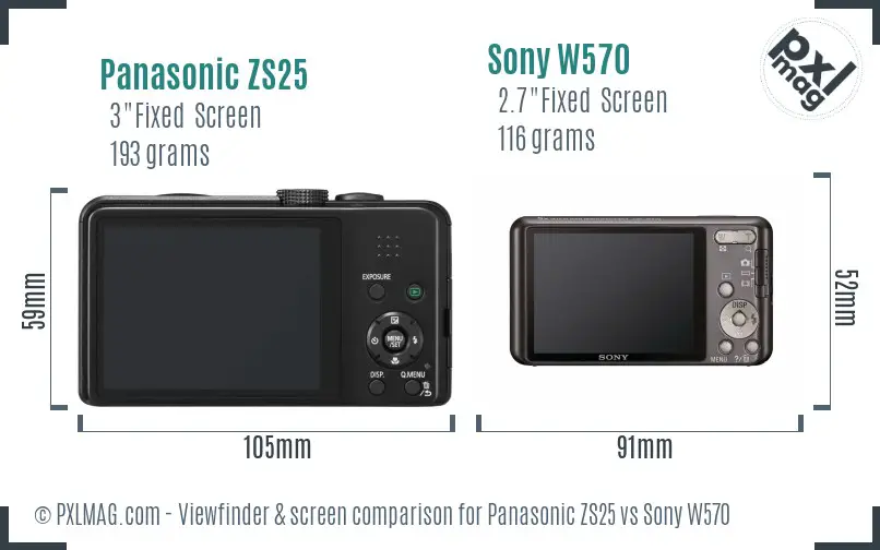 Panasonic ZS25 vs Sony W570 Screen and Viewfinder comparison Panasonic ZS25 vs Sony W570 Screen and Viewfinder comparison