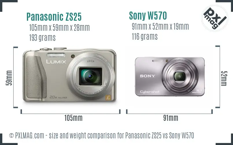 Panasonic ZS25 vs Sony W570 size comparison Panasonic ZS25 vs Sony W570 size comparison