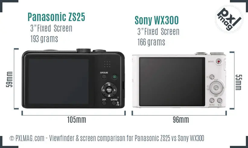 Panasonic ZS25 vs Sony WX300 Screen and Viewfinder comparison Panasonic ZS25 vs Sony WX300 Screen and Viewfinder comparison