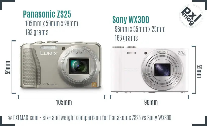 Panasonic ZS25 vs Sony WX300 size comparison Panasonic ZS25 vs Sony WX300 size comparison
