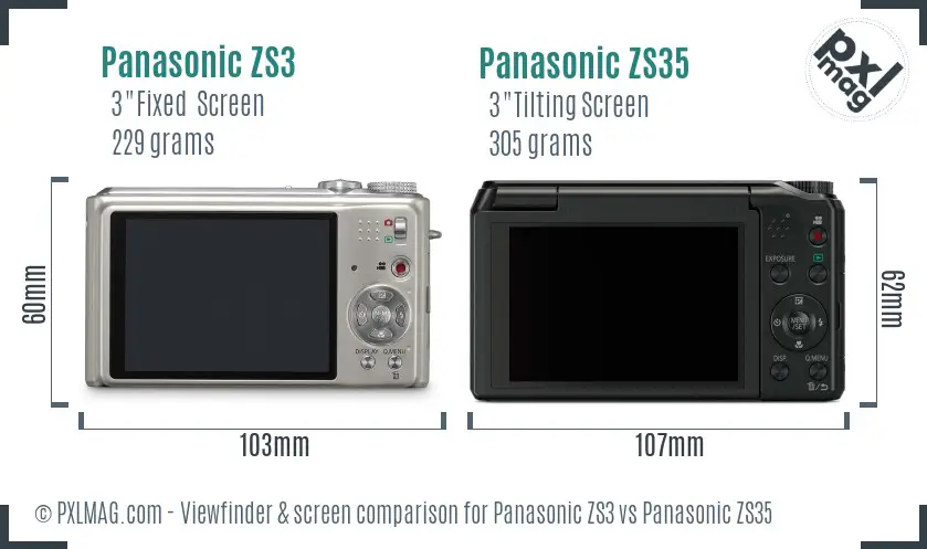 Panasonic ZS3 vs Panasonic ZS35 Screen and Viewfinder comparison
