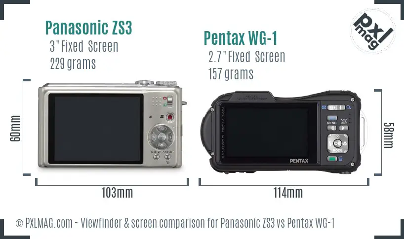 Panasonic ZS3 vs Pentax WG-1 Screen and Viewfinder comparison