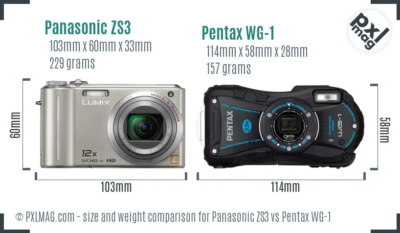 Panasonic ZS3 vs Pentax WG-1 size comparison
