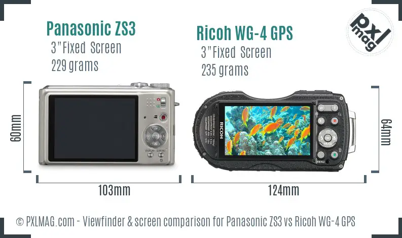 Panasonic ZS3 vs Ricoh WG-4 GPS Screen and Viewfinder comparison Panasonic ZS3 vs Ricoh WG-4 GPS Screen and Viewfinder comparison