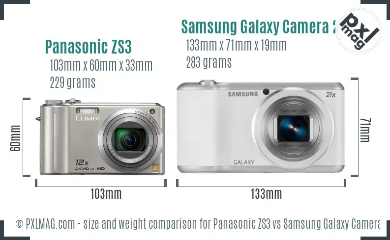 Panasonic ZS3 vs Samsung Galaxy Camera 2 size comparison