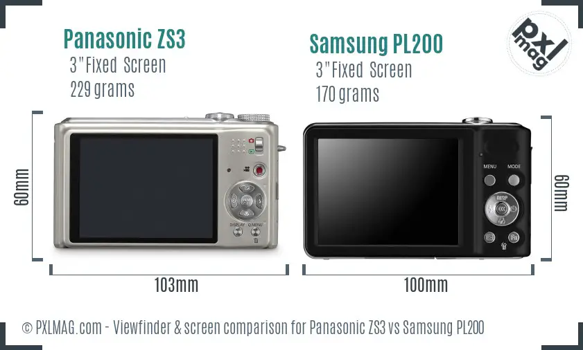 Panasonic ZS3 vs Samsung PL200 Screen and Viewfinder comparison Panasonic ZS3 vs Samsung PL200 Screen and Viewfinder comparison