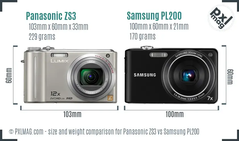 Panasonic ZS3 vs Samsung PL200 size comparison Panasonic ZS3 vs Samsung PL200 size comparison