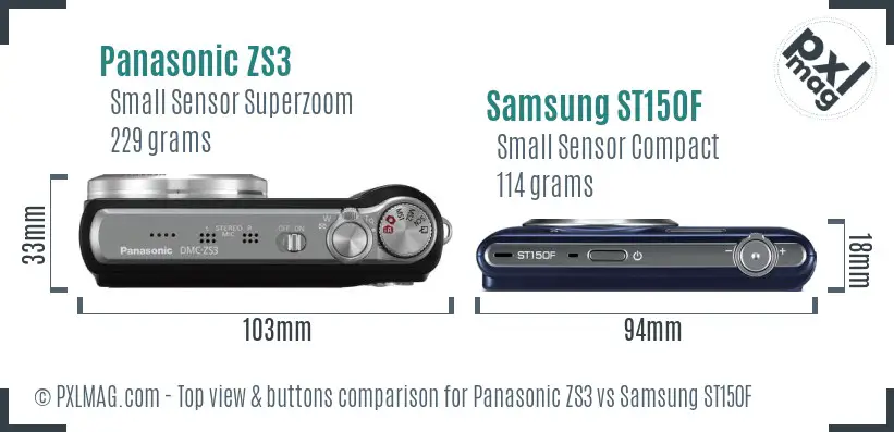 Panasonic ZS3 vs Samsung ST150F top view buttons comparison