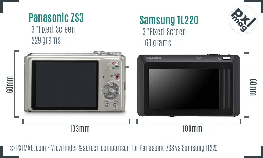 Panasonic ZS3 vs Samsung TL220 Screen and Viewfinder comparison Panasonic ZS3 vs Samsung TL220 Screen and Viewfinder comparison