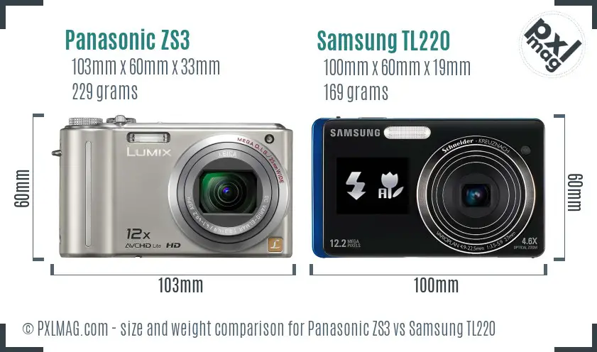 Panasonic ZS3 vs Samsung TL220 size comparison Panasonic ZS3 vs Samsung TL220 size comparison