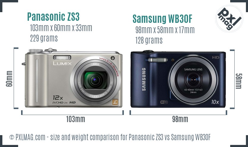 Panasonic ZS3 vs Samsung WB30F size comparison Panasonic ZS3 vs Samsung WB30F size comparison