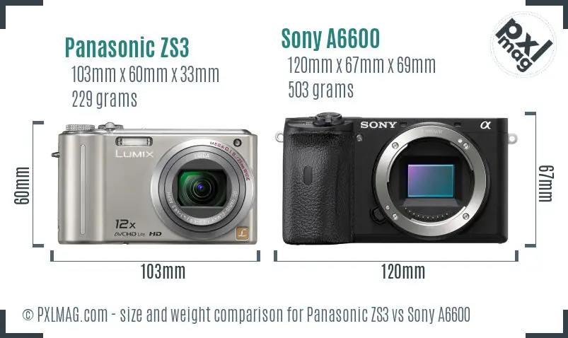 Panasonic ZS3 vs Sony A6600 size comparison Panasonic ZS3 vs Sony A6600 size comparison