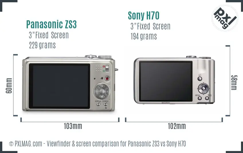 Panasonic ZS3 vs Sony H70 Screen and Viewfinder comparison Panasonic ZS3 vs Sony H70 Screen and Viewfinder comparison
