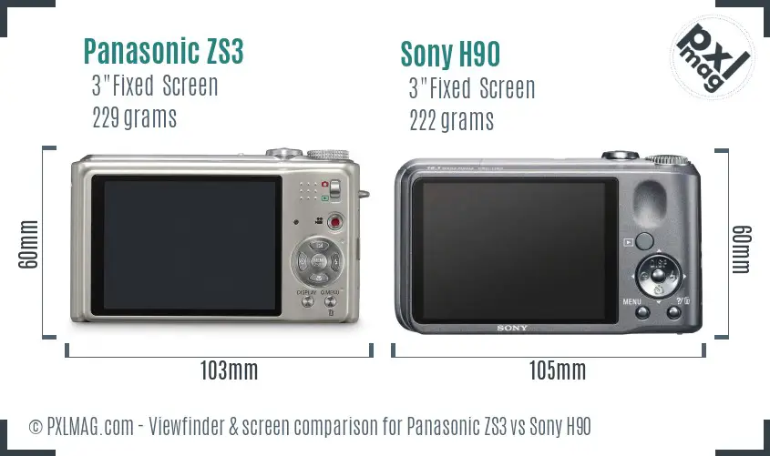 Panasonic ZS3 vs Sony H90 Screen and Viewfinder comparison