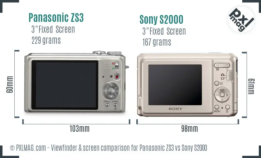 Panasonic ZS3 vs Sony S2000 Screen and Viewfinder comparison Panasonic ZS3 vs Sony S2000 Screen and Viewfinder comparison
