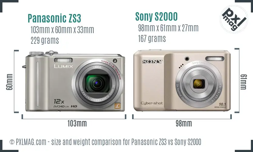 Panasonic ZS3 vs Sony S2000 size comparison Panasonic ZS3 vs Sony S2000 size comparison