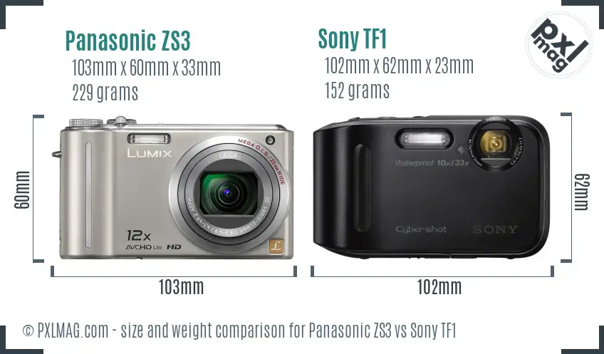 Panasonic ZS3 vs Sony TF1 size comparison