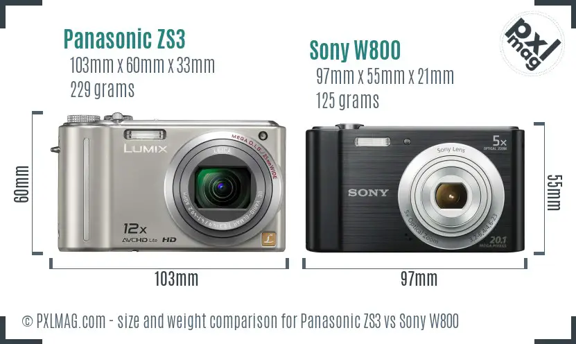 Panasonic ZS3 vs Sony W800 size comparison Panasonic ZS3 vs Sony W800 size comparison