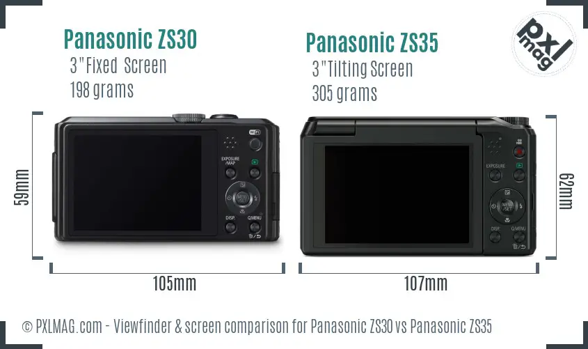 Panasonic ZS30 vs Panasonic ZS35 Screen and Viewfinder comparison