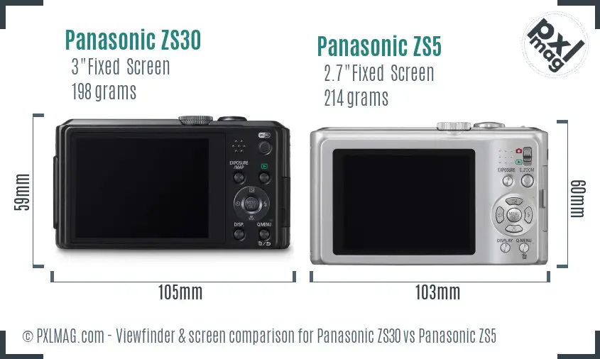 Panasonic ZS30 vs Panasonic ZS5 Screen and Viewfinder comparison