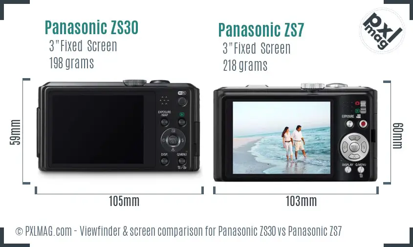 Panasonic ZS30 vs Panasonic ZS7 Screen and Viewfinder comparison