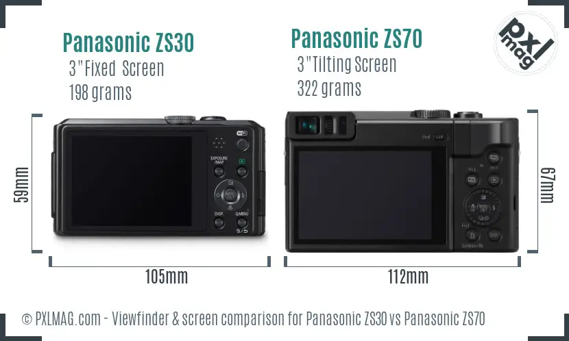 Panasonic ZS30 vs Panasonic ZS70 Screen and Viewfinder comparison