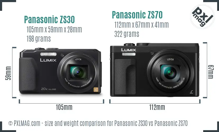Panasonic ZS30 vs Panasonic ZS70 size comparison