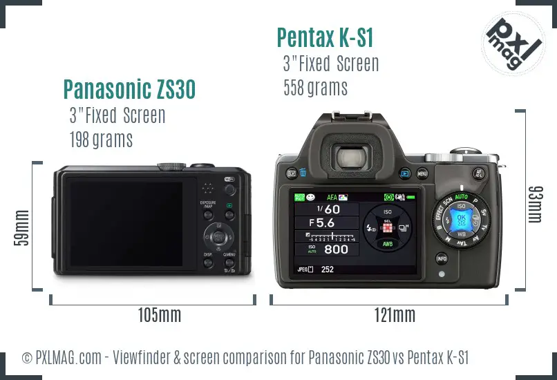 Panasonic ZS30 vs Pentax K-S1 Screen and Viewfinder comparison