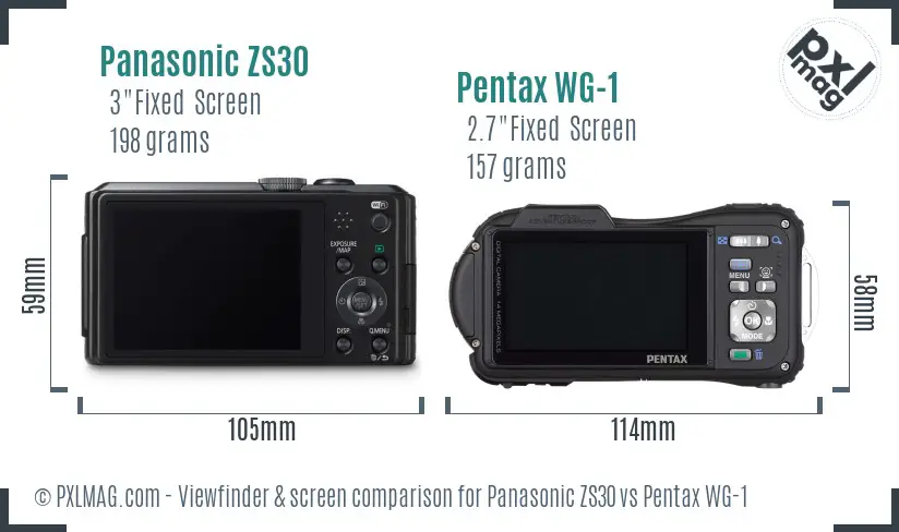 Panasonic ZS30 vs Pentax WG-1 Screen and Viewfinder comparison