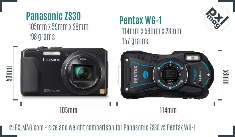 Panasonic ZS30 vs Pentax WG-1 size comparison