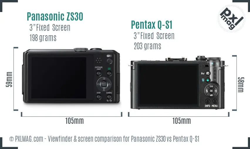 Panasonic ZS30 vs Pentax Q-S1 Screen and Viewfinder comparison