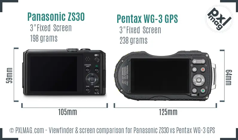 Panasonic ZS30 vs Pentax WG-3 GPS Screen and Viewfinder comparison Panasonic ZS30 vs Pentax WG-3 GPS Screen and Viewfinder comparison