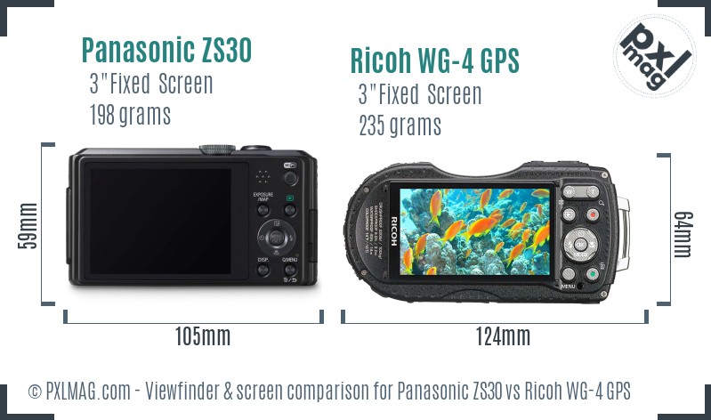 Panasonic ZS30 vs Ricoh WG-4 GPS Screen and Viewfinder comparison