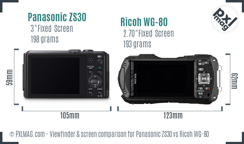 Panasonic ZS30 vs Ricoh WG-80 Screen and Viewfinder comparison