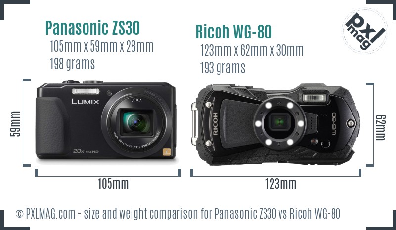 Panasonic ZS30 vs Ricoh WG-80 size comparison Panasonic ZS30 vs Ricoh WG-80 size comparison