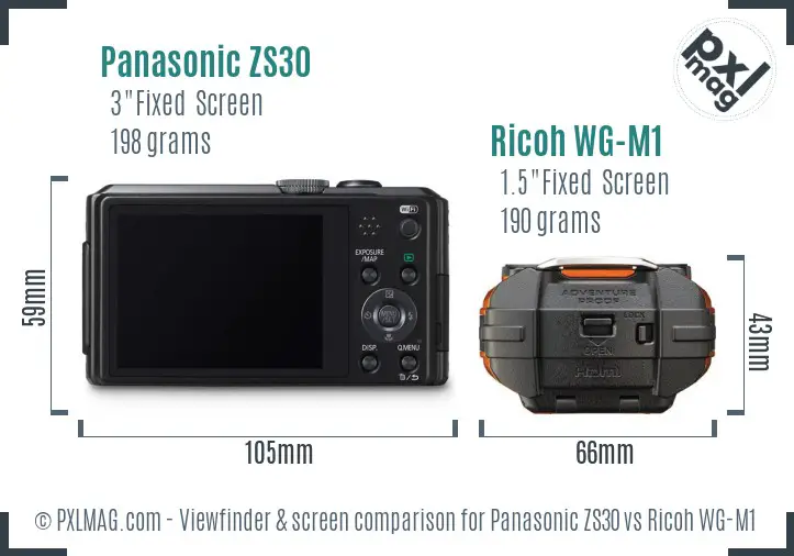 Panasonic ZS30 vs Ricoh WG-M1 Screen and Viewfinder comparison