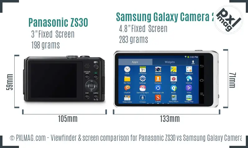 Panasonic ZS30 vs Samsung Galaxy Camera 2 Screen and Viewfinder comparison