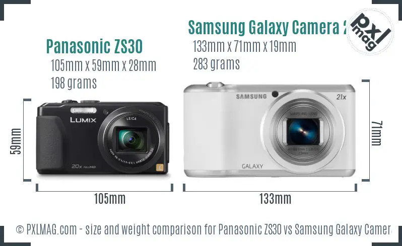 Panasonic ZS30 vs Samsung Galaxy Camera 2 size comparison