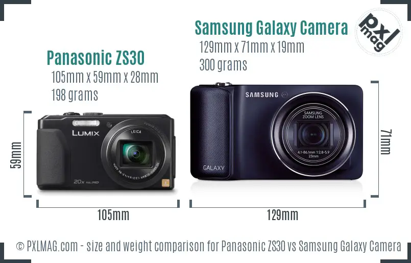 Panasonic ZS30 vs Samsung Galaxy Camera size comparison