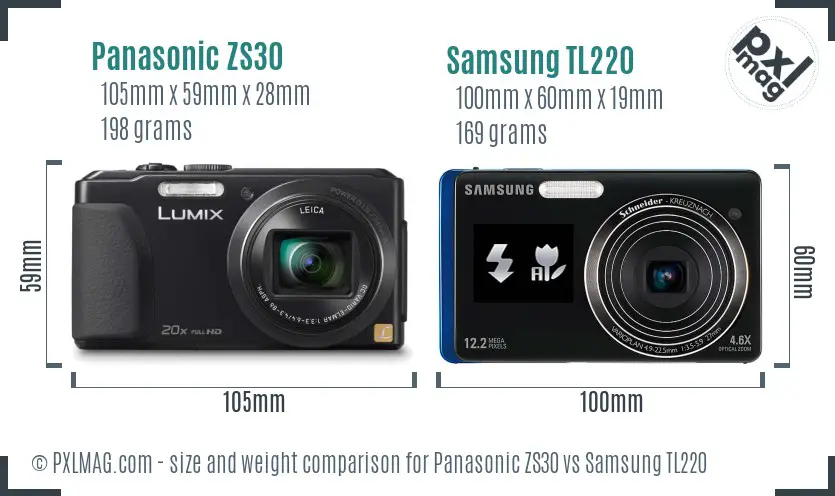 Panasonic ZS30 vs Samsung TL220 size comparison