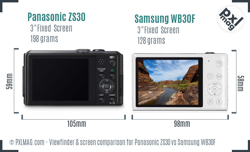 Panasonic ZS30 vs Samsung WB30F Screen and Viewfinder comparison