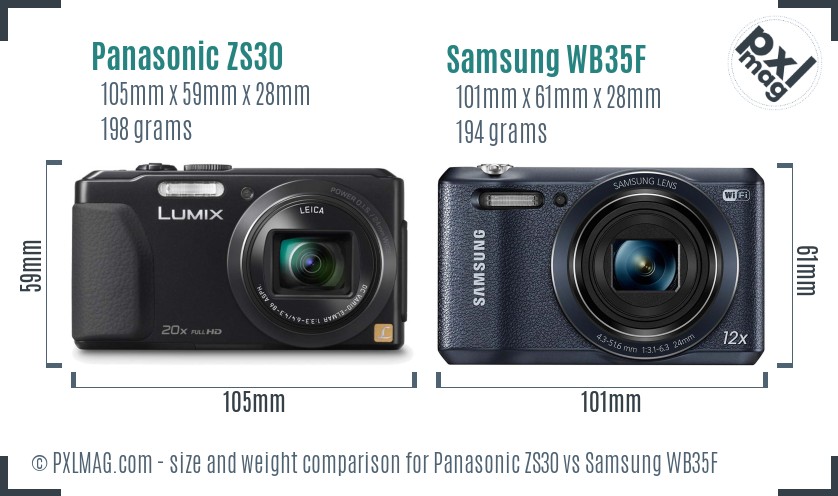 Panasonic ZS30 vs Samsung WB35F size comparison Panasonic ZS30 vs Samsung WB35F size comparison
