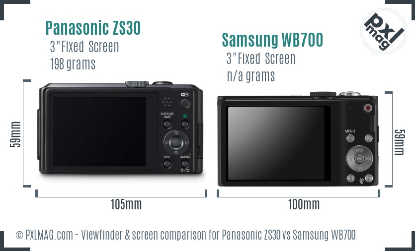 Panasonic ZS30 vs Samsung WB700 Screen and Viewfinder comparison